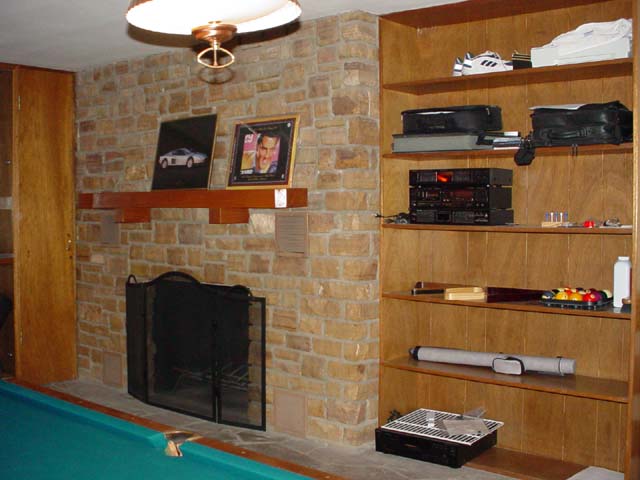047 Game Room Fireplace and Bookcase